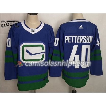 Camisola Vancouver Canucks Elias Pettersson 40 Alternate Adidas 2019-2020 Azul Authentic - Criança